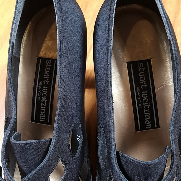 Stuart Weitzman Black Lace Up Oxford Heels 10 - Picture 6 of 8